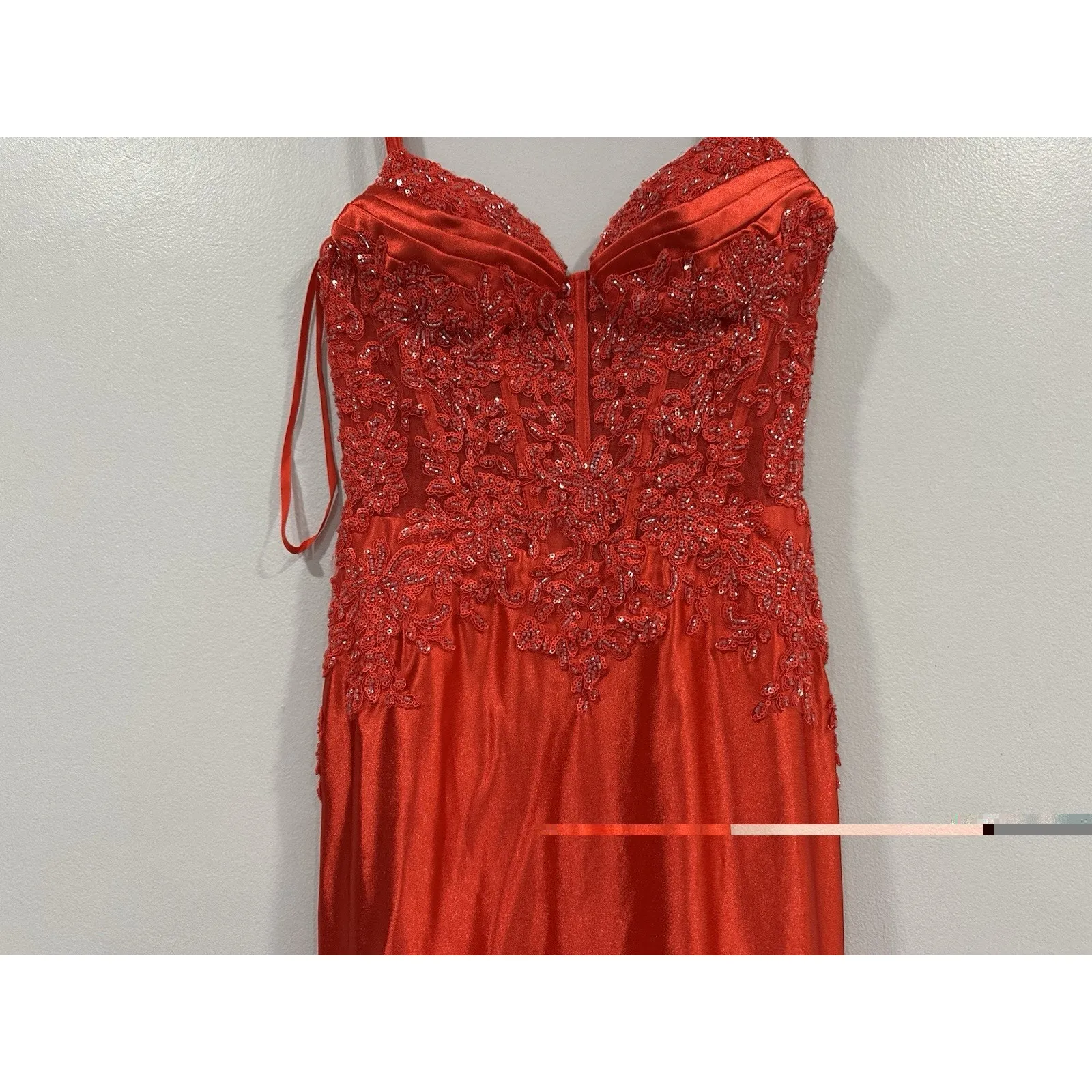 Unbranded Red Beaded Bodice Satin Dress Sz 0 NWOT - Image 3