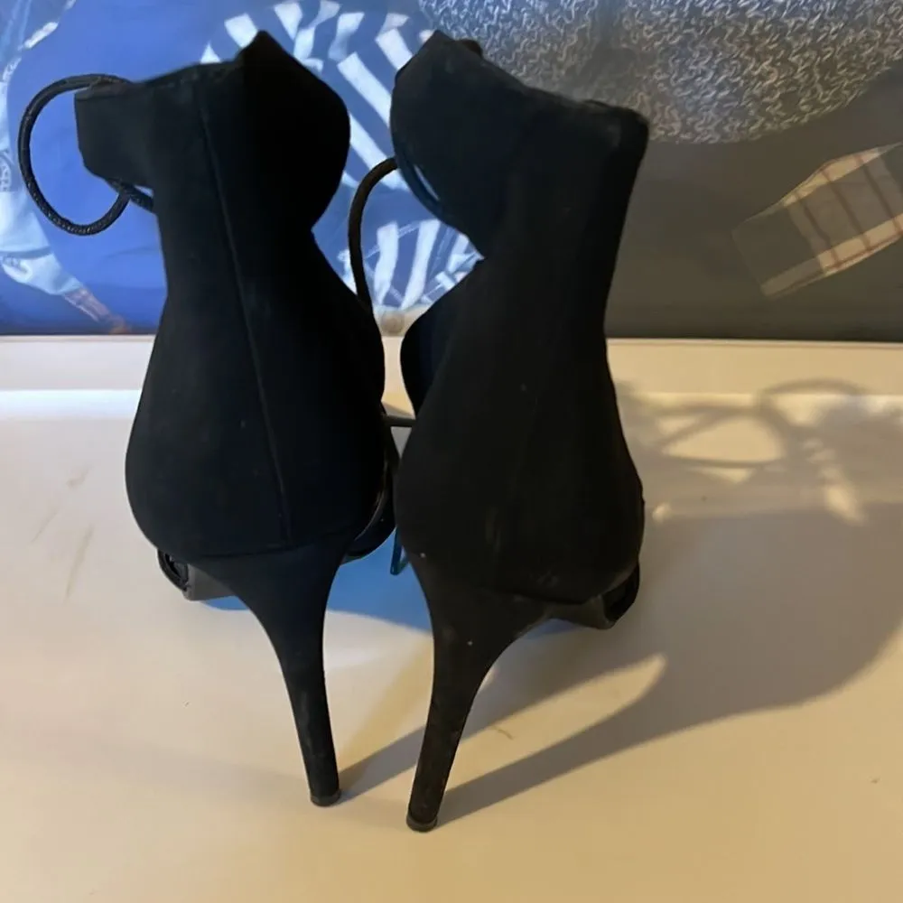 Derek Heart From H&M Sophia Black Lace Up Stiletto Spike Heels 8.5 - Image 6