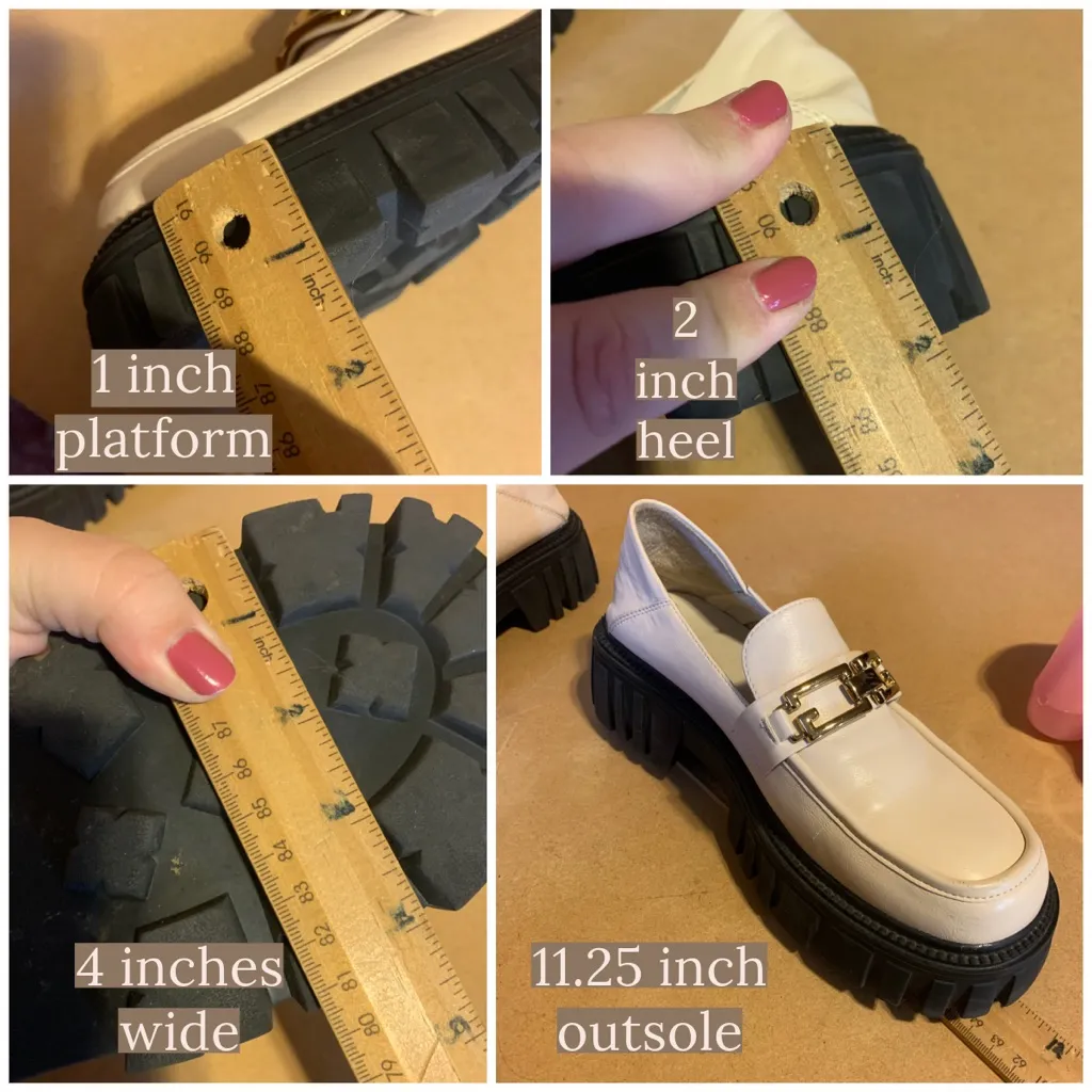 LATTELIER CREAM FAUX LEATHER CHUNKY LUG SOLE LOAFER W/GOLDTONE CHAIN (11/255) Black - Image 13