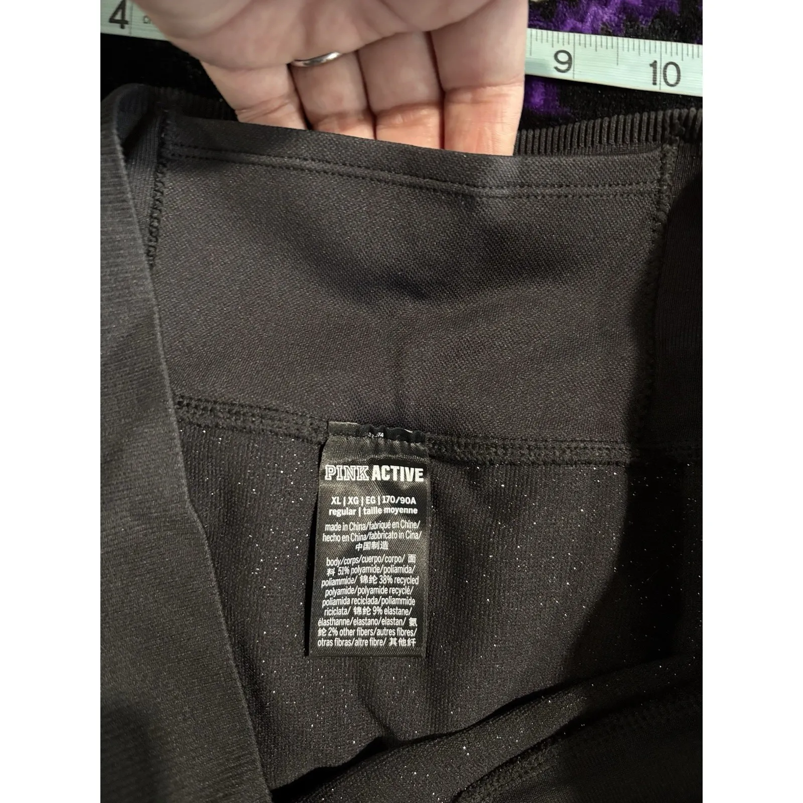 PINK Active Victorias Secret Black/Silver Ankle Legging Size XL Yoga Athletic Silver - Image 5