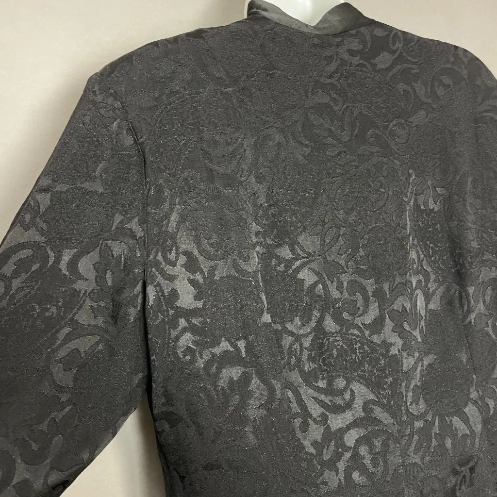 Vintage R&M Richards by Karen Kwong Jacket Long‎ Mandarin Collar Black Slits Size 16 - Image 9