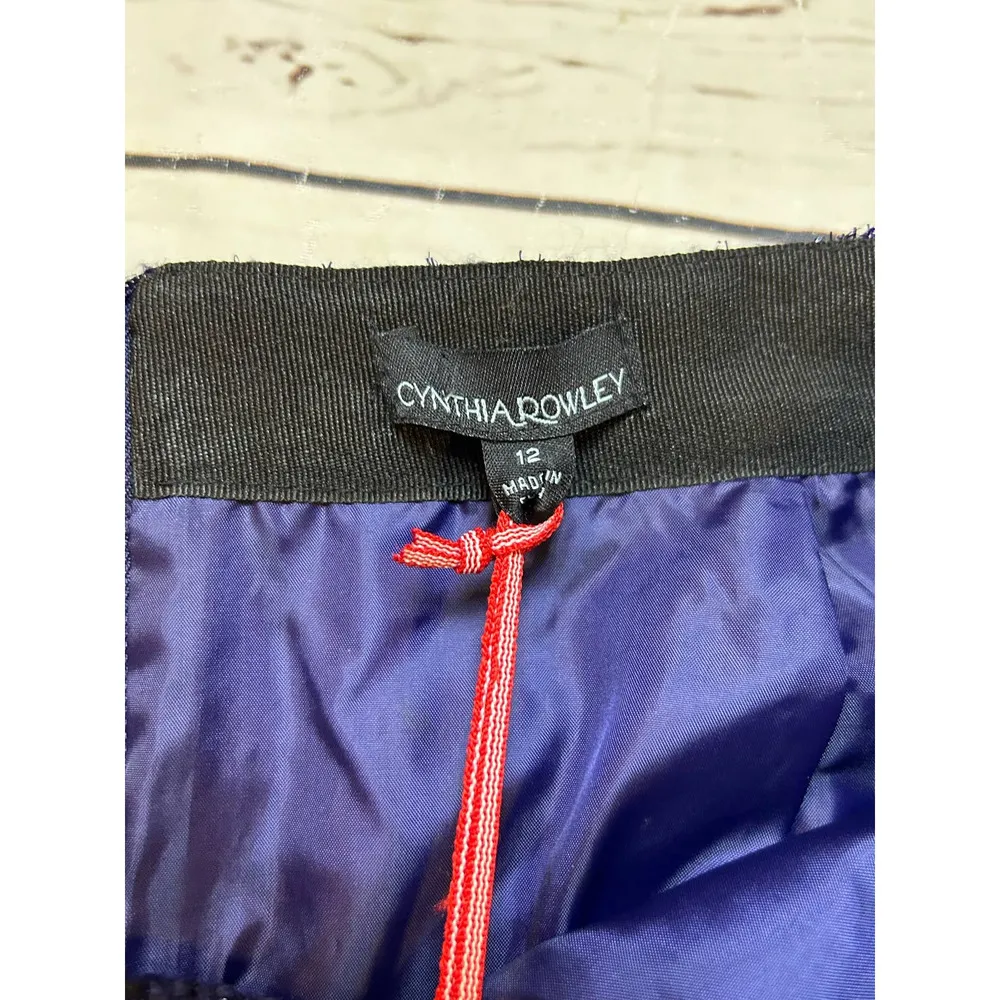 Cynthia Rowley Size 12  Mini Structured Skirt Navy Metallic Black - Image 2
