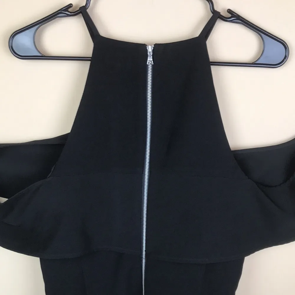 Women’s Black Ruffle Off the Shoulder Sleeve Tank Mini Dress - Image 6