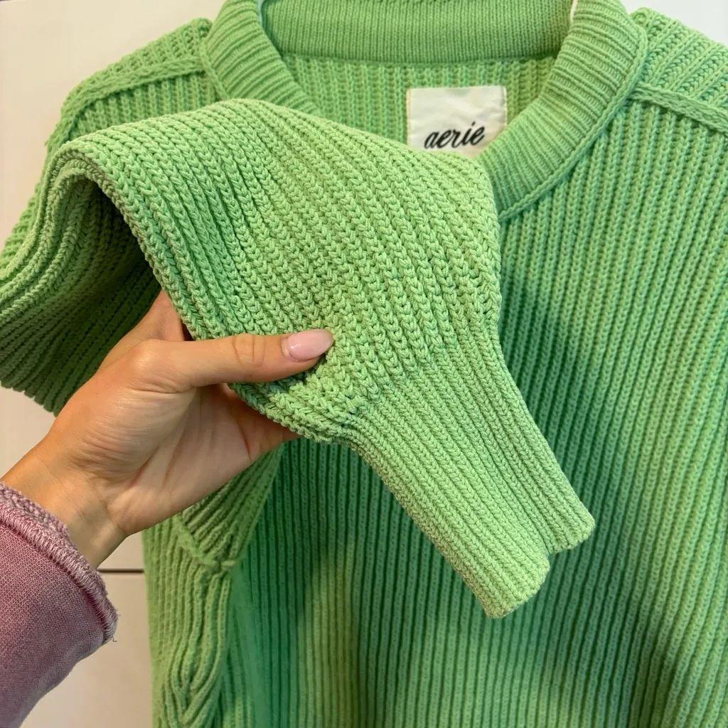 Aerie Beyond Chenille Sweater Green - Image 4