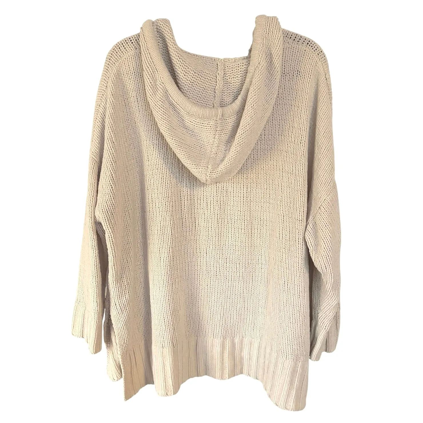 Aerie Crochet Chenille Cream Knit Hoodie Sweater Soft Cozy Oversized Boho Medium - Image 3