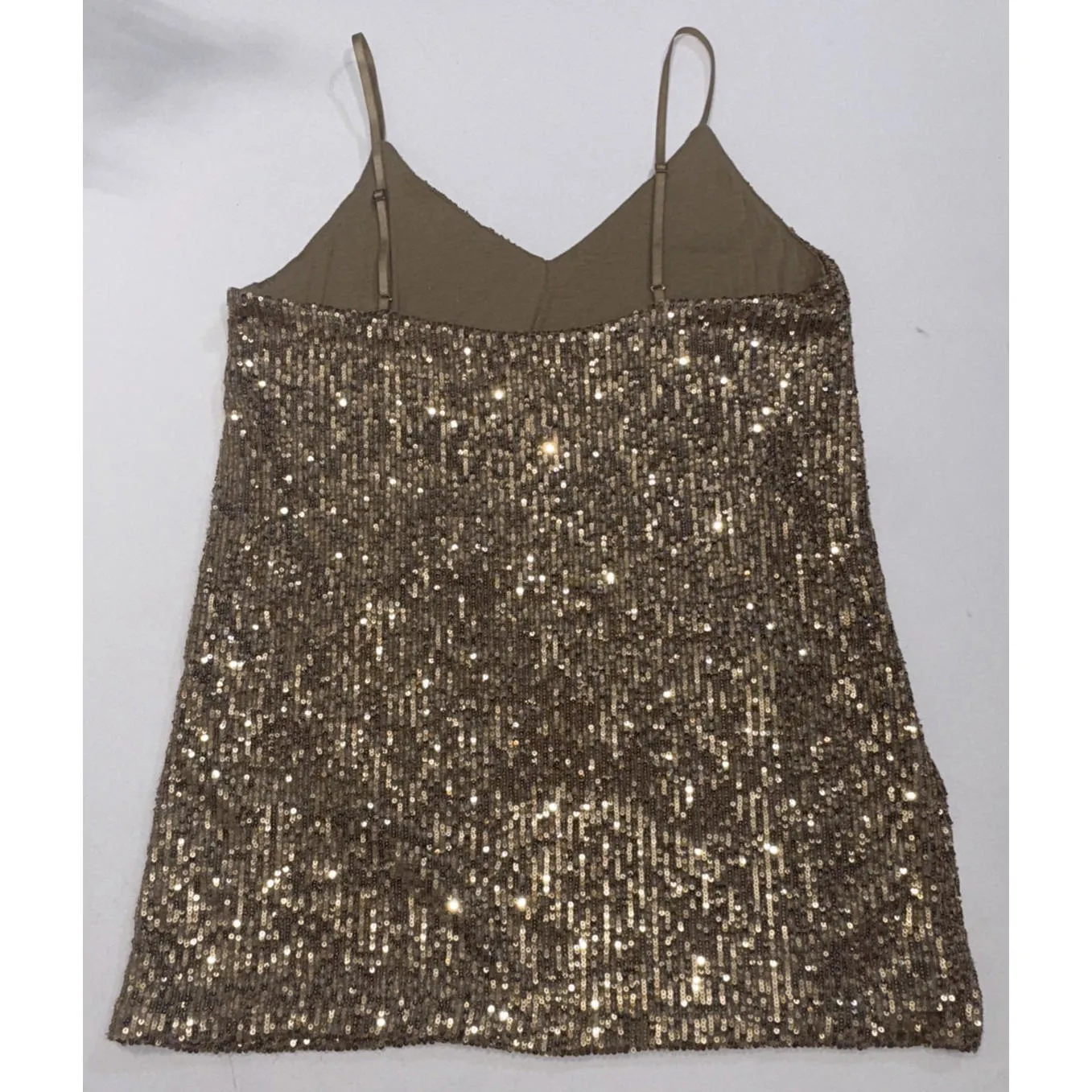 Hugo Boss Sequined Side Slit Tank Blouse Women's Size Large Champagne Gold NEW - Image 2
