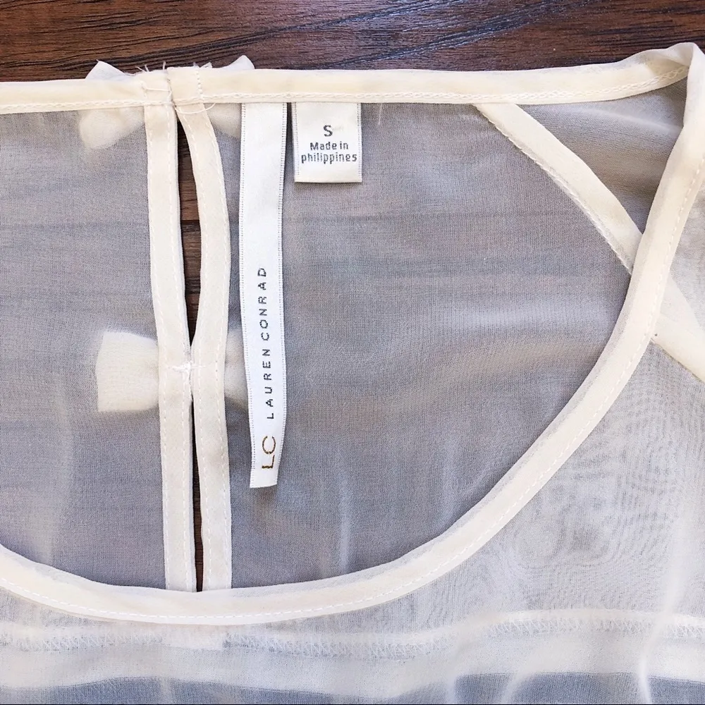 Lauren Conrad • sheer striped navy bow back top tee popover preppy twee - Image 4