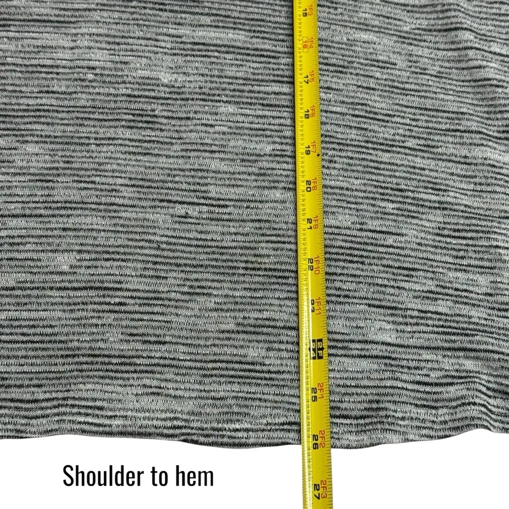 NEW Cupio Black and White Micro Stripe Cowlneck‎ Jersey Bell Sleeve Blouse L - Image 11