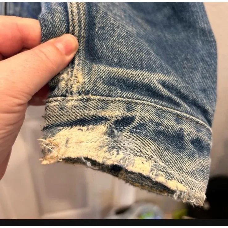 Vtg Carhartt Denim‎ Jean Trucker Jacket Flannel Lined 100 Year Plaid Large - Image 7