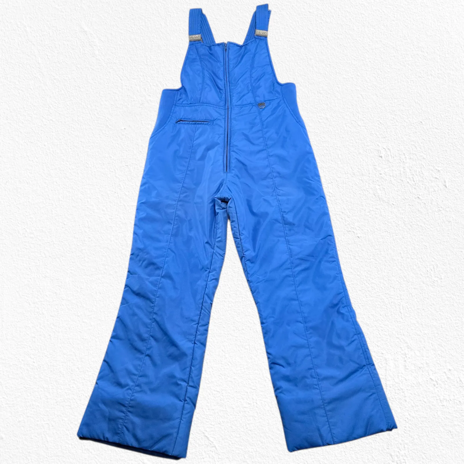 Vintage 80s SKYR Blue Nylon Ski Bibs Insulated Retro Snow Pants Size XS - Image 2