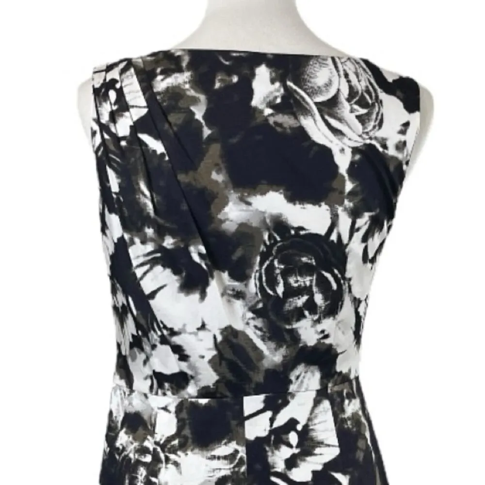Ann Taylor Sheath Dress Sleeveless Black Cream Abstract Floral Women’s Size 6 - Image 10