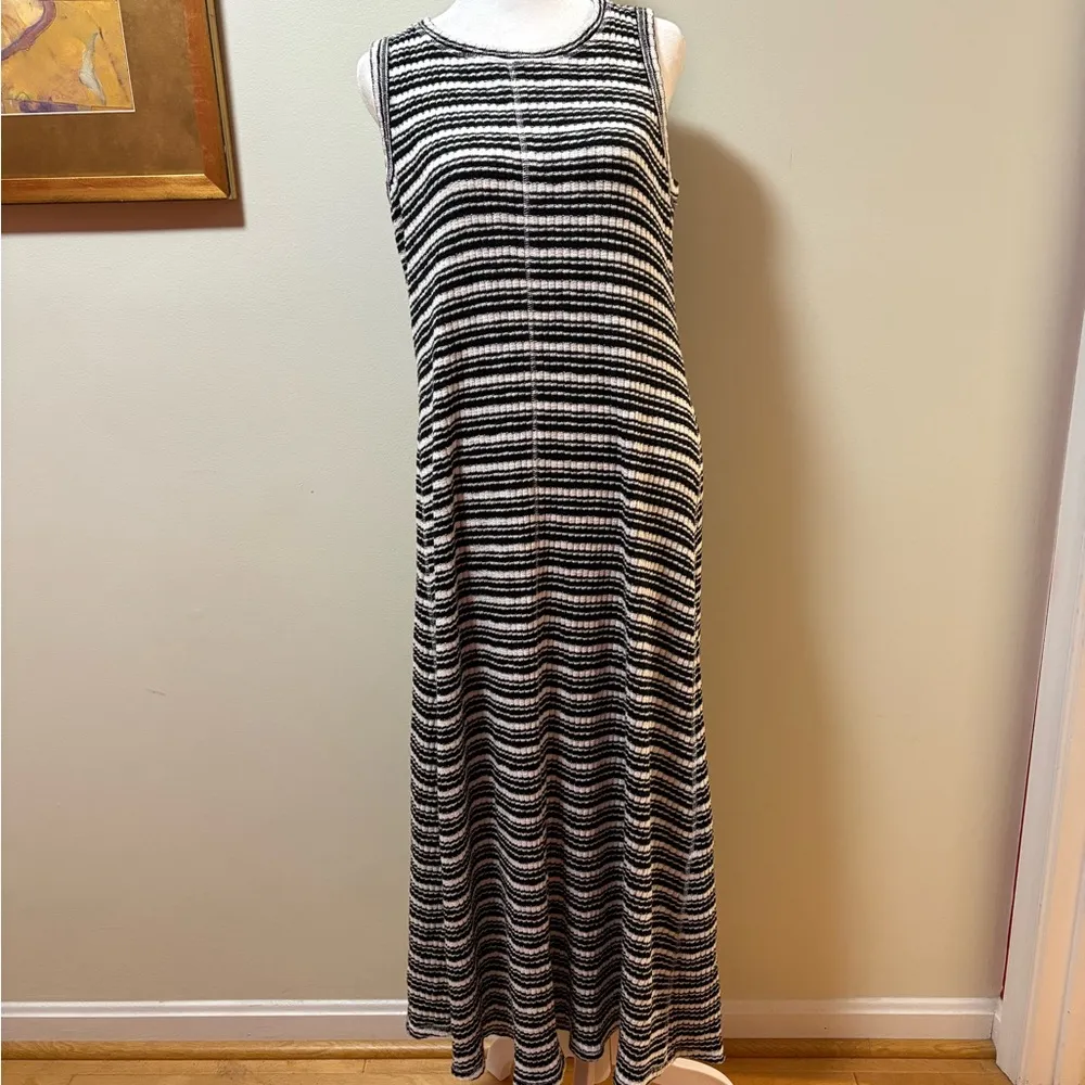 Everlane rib-knit cotton maxi tank dress black white stripe sz M a-line - Image 3