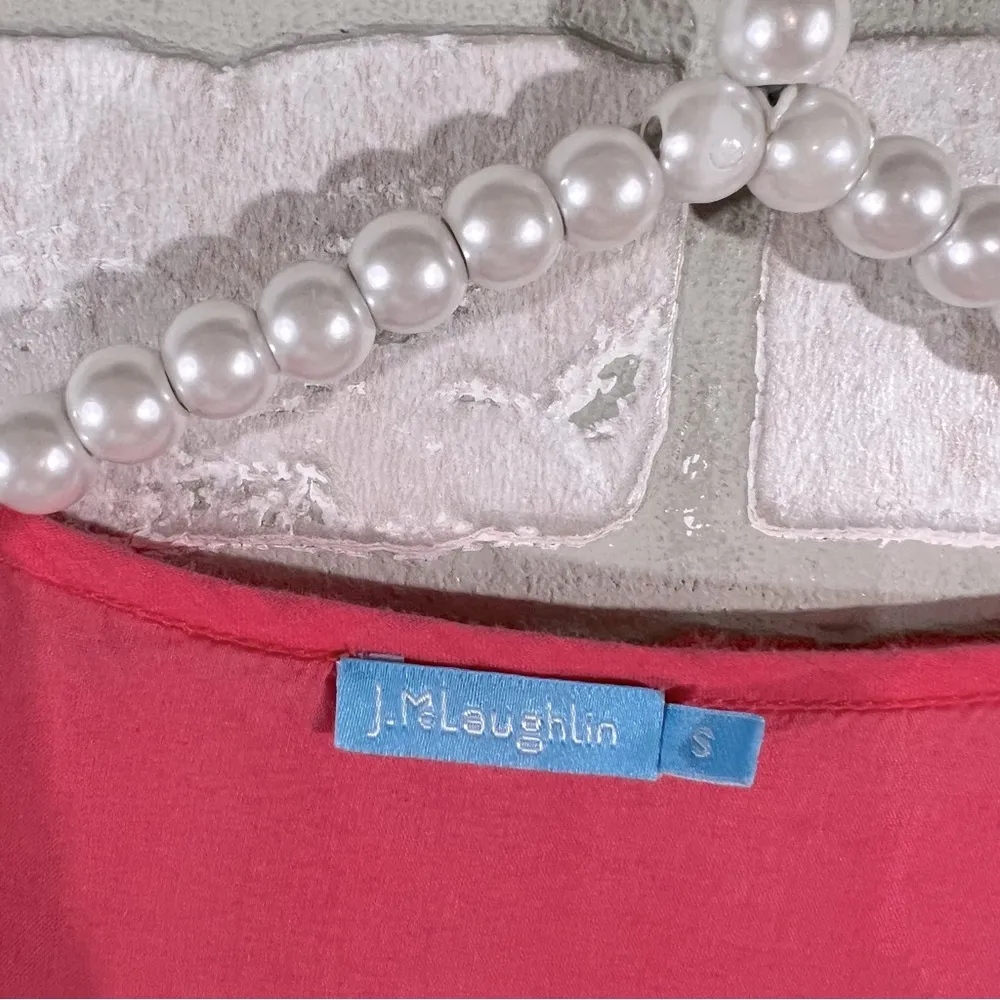 J. McLaughlin Paget Embroidered Tunic Top in Coral Size S - Image 5