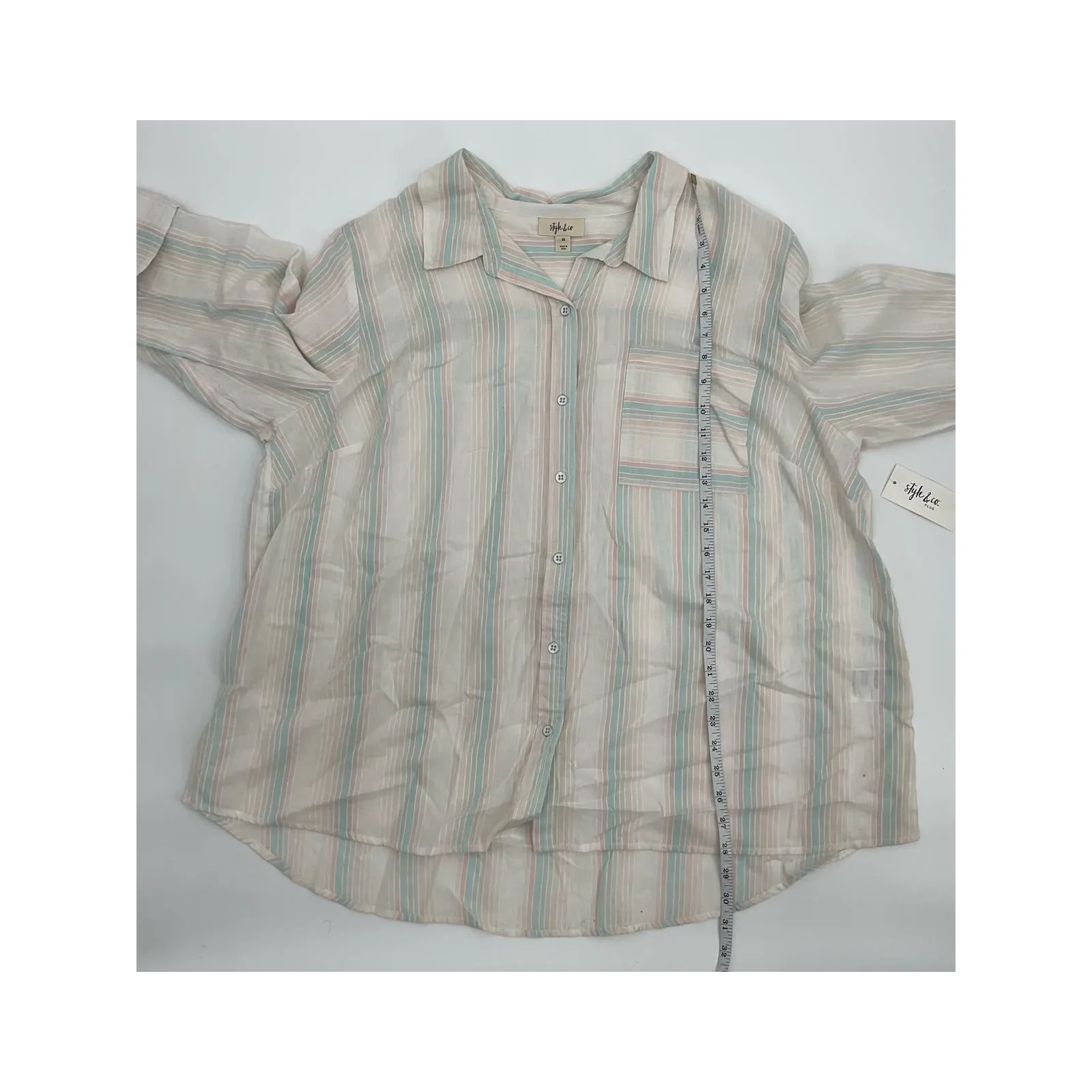 Style & Co. Womens‎ Plus Size Striped Shirt, Rainbow, 3X - Image 6