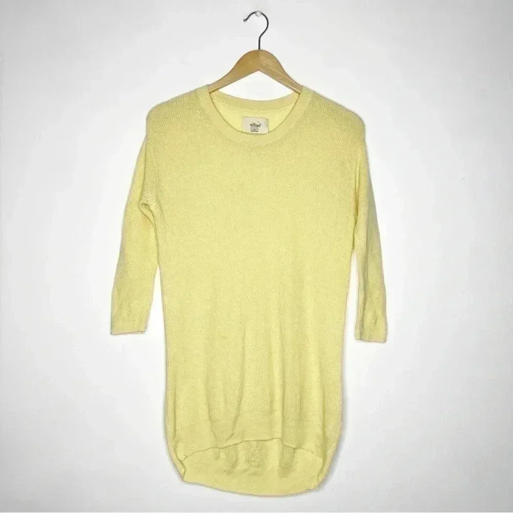 WILFRED Scoop Neck Knit Pullover Balzac Sweater Yellow Artizia Wool Size XS - Image 4