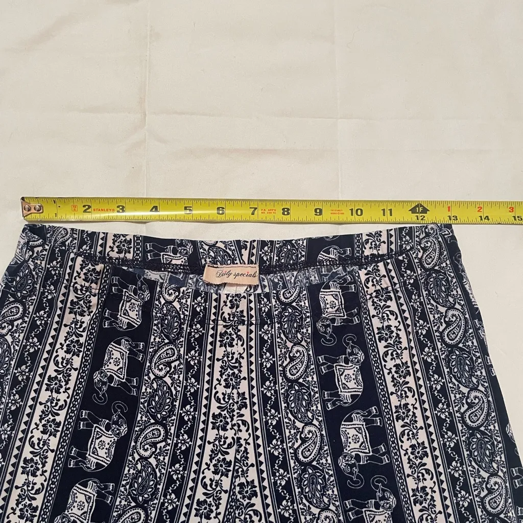 Navy and White Patterned Women's Flare Pants, soft. - Image 5