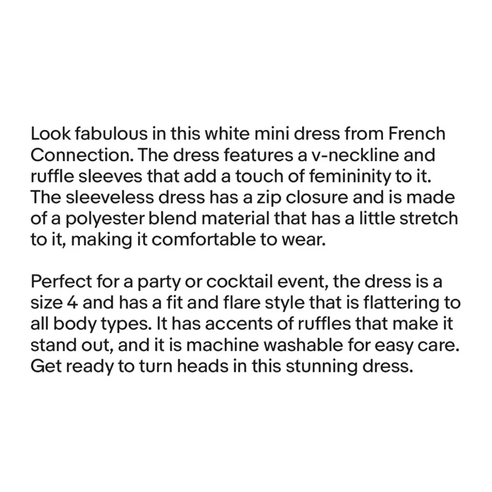 French Connection‎ Whisper Ruffled V-Neck Mini Dress White Size 2 - Image 5