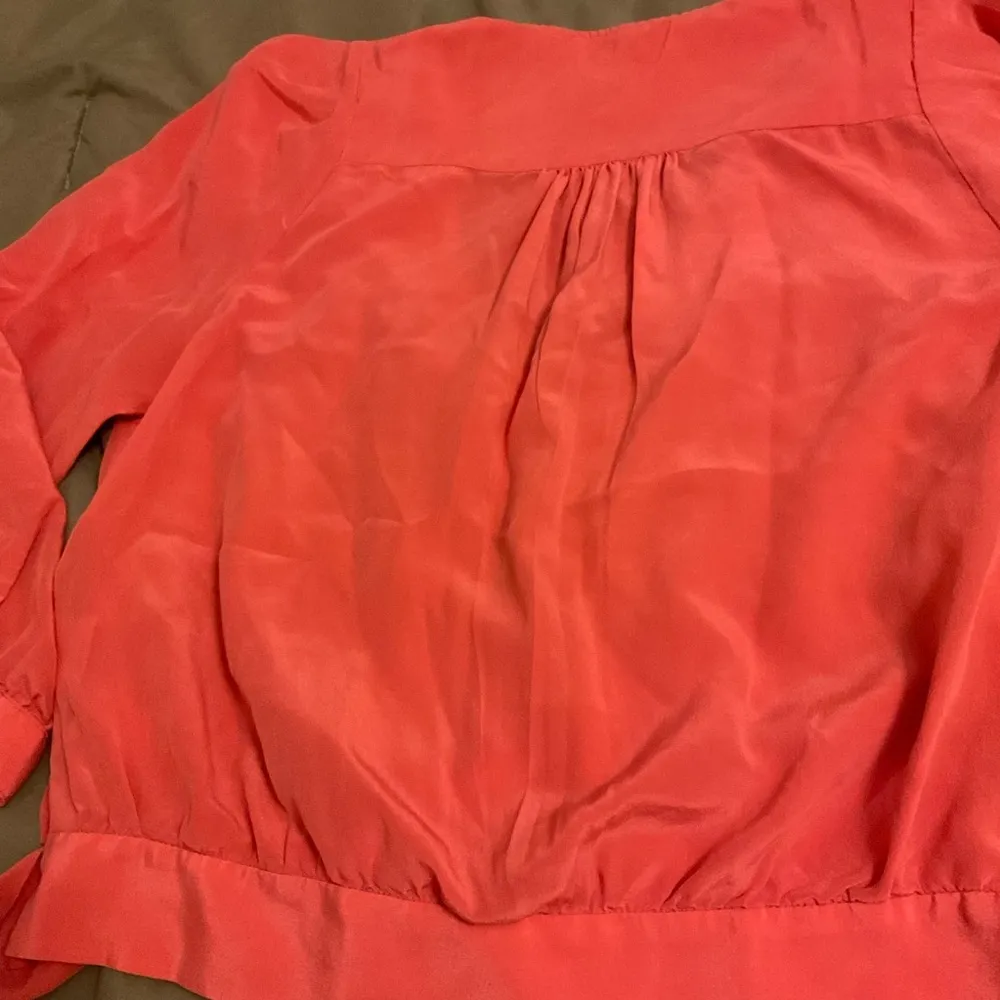 Madewell | Tops | Madewell Silk Sash Tie Front Wrap Coral Crop Top - Image 11