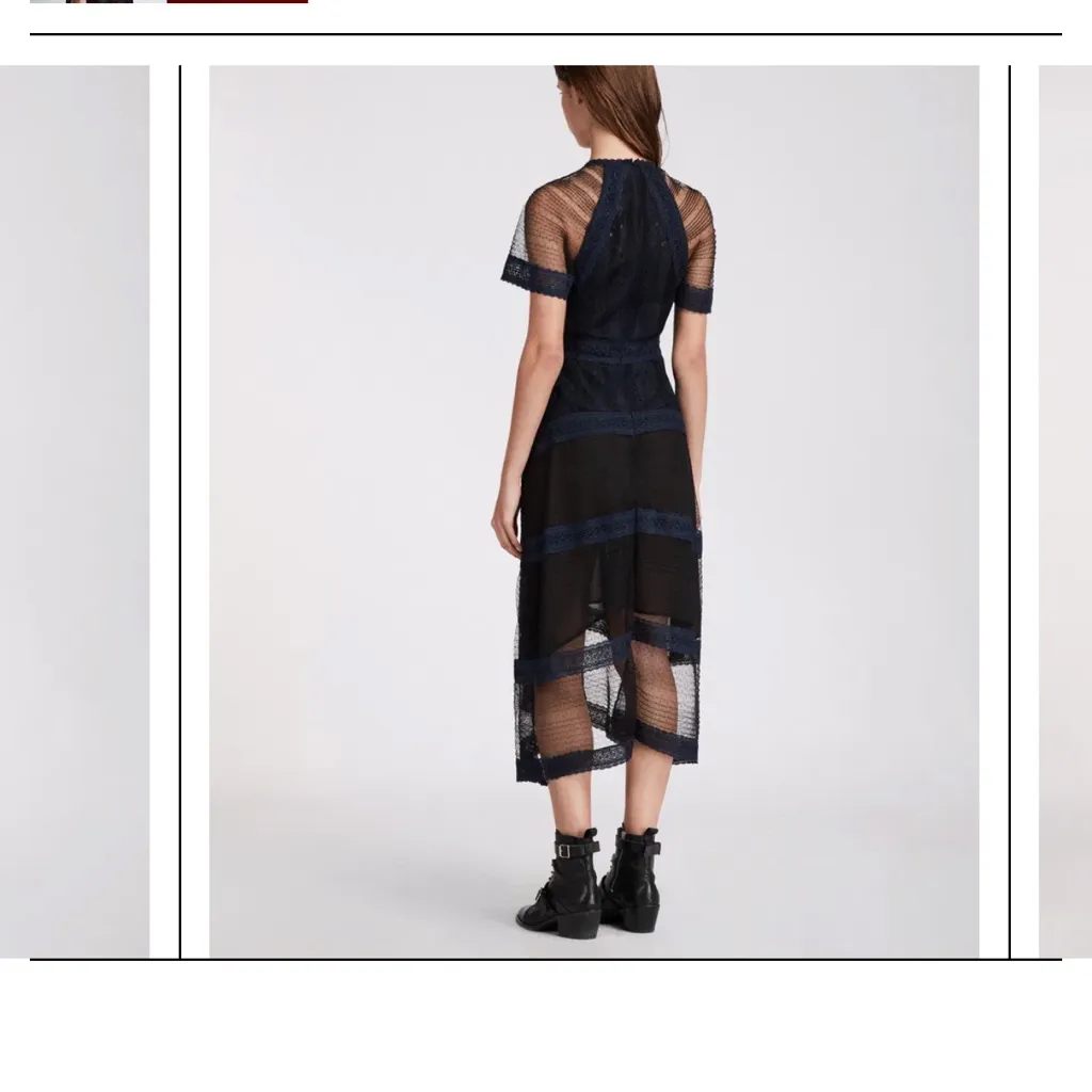 ALLSAINTS Lace Panel Midi Dress - Image 7