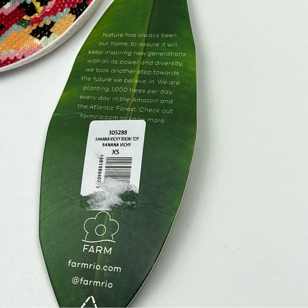 Farm Rio‎ Banana Vichy Swim Bikini Top Womens Size XS Summer Vacation NEW - Image 5