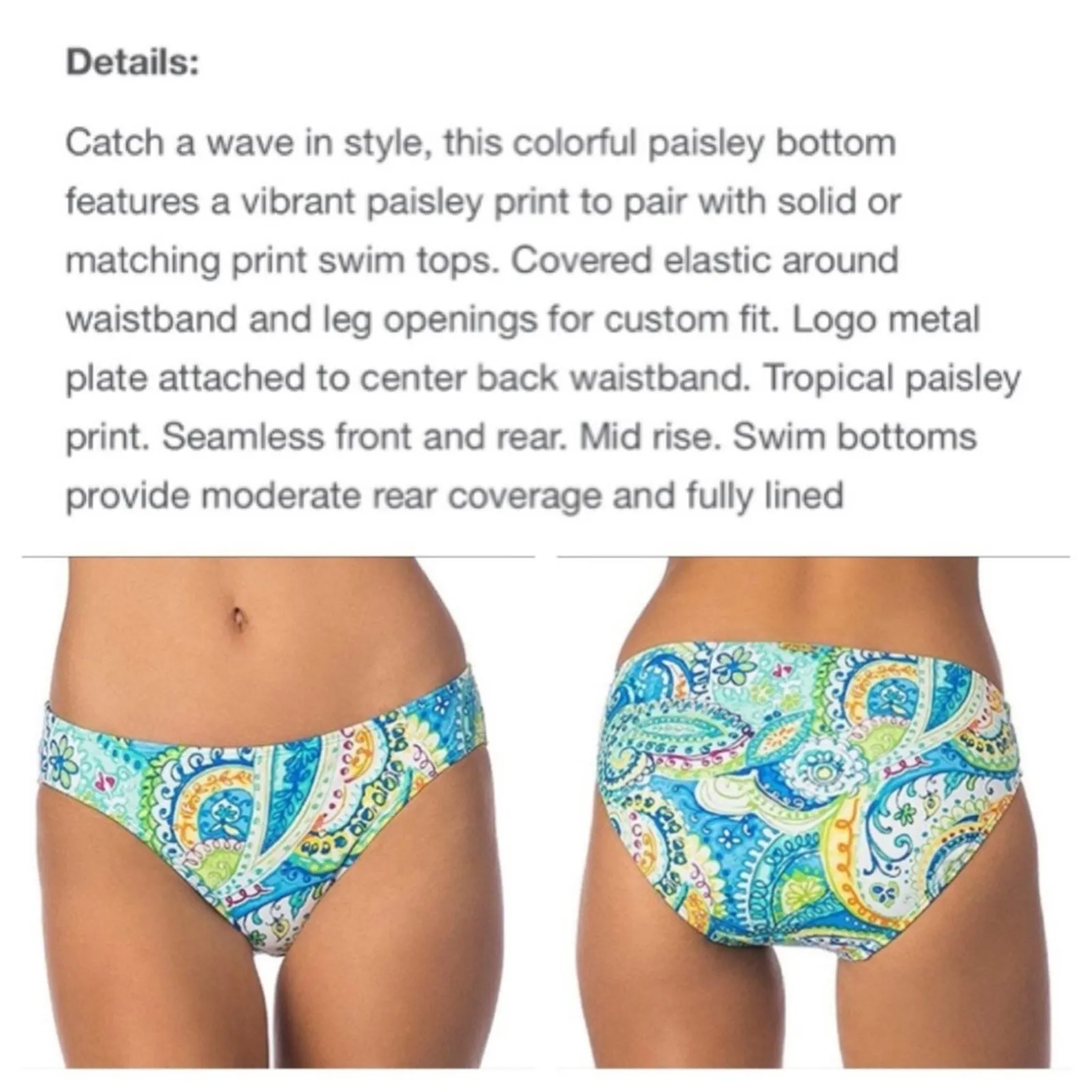 Lauren Ralph Lauren carnivale paisley tankini bikini swim suit sz M / 6 - Image 6