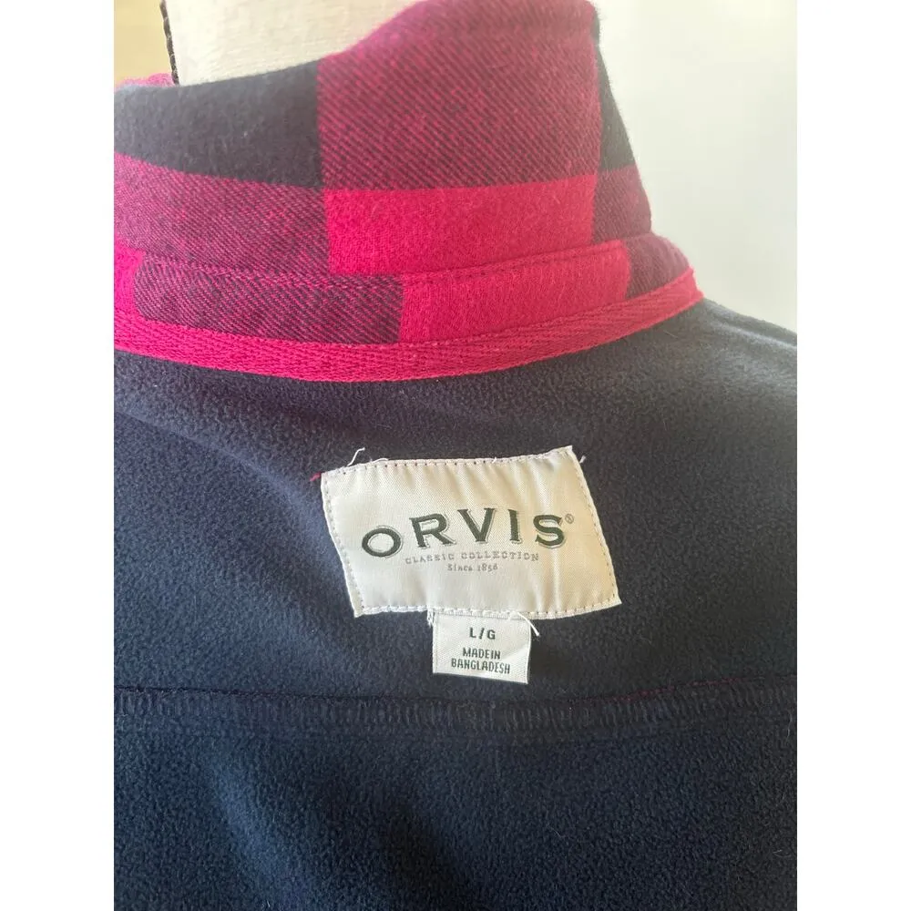 Orvis Hot Pink Buffalo Plaid Fleece Lined Barn Jacket Shacket - Image 5