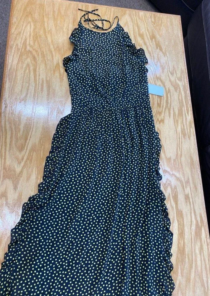 New Women's See by Chloe Beautiful Polka Dot Halter Ruffle Dress Black 36 (b75) - Image 3