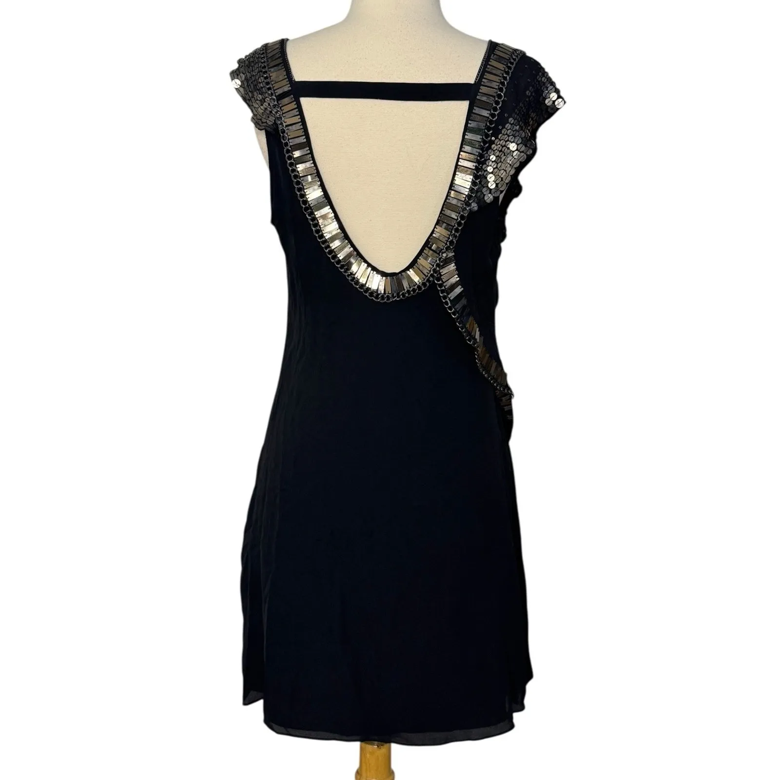 KAREN MILLEN Silk Beaded Sequin Mini Dress Asymmetric Party Formal Red Carpet 8 - Image 8