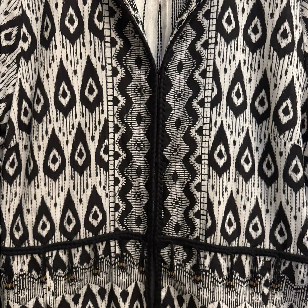 Chico’s Size 3 Or 16/18 Contrast Ikat Print Lounge Cotton Lightweight Jacket - Image 3