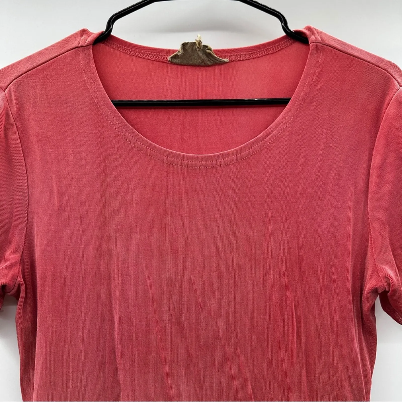 Double D Ranch‎ Coral Pink Short Sleeve Basic Tee Shirt Size XS - Image 2