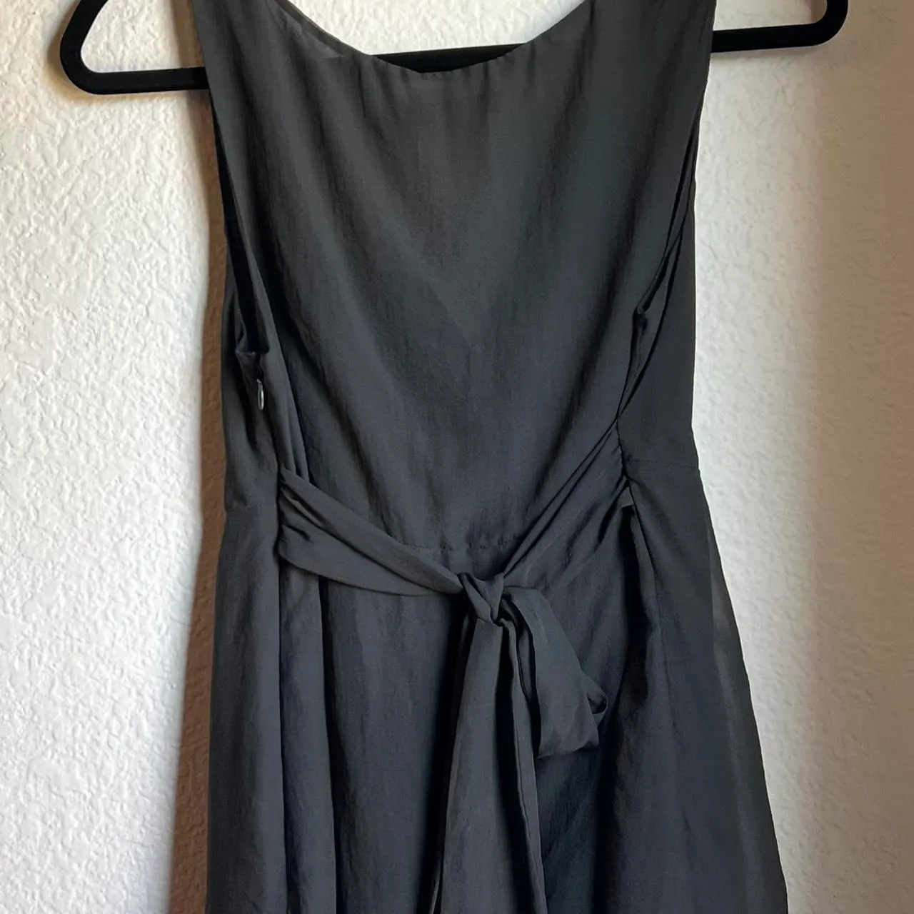 Dark Grey Sleeves Tie Back Blouse - Image 2