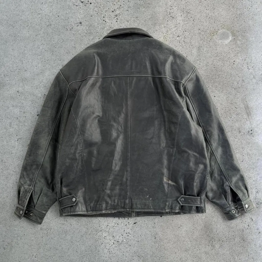 Vintage black leather distressed jacket - Image 6