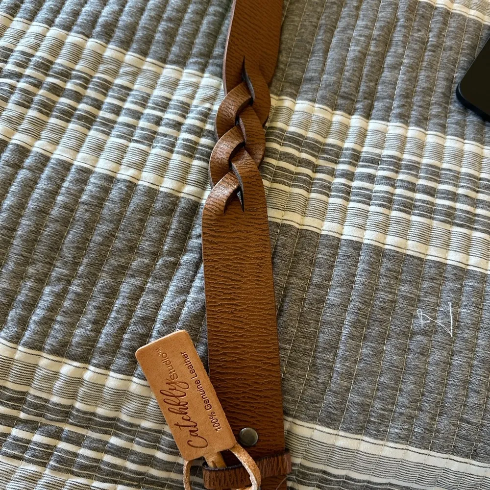 NWT Catchfly 100% Genuine Leather Belt Braided Western Brown Size XL - Image 10