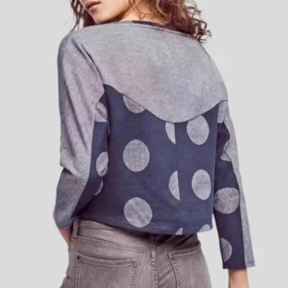 Anthropologie Postmark polka dot long sleeve cropped sweater - Image 2