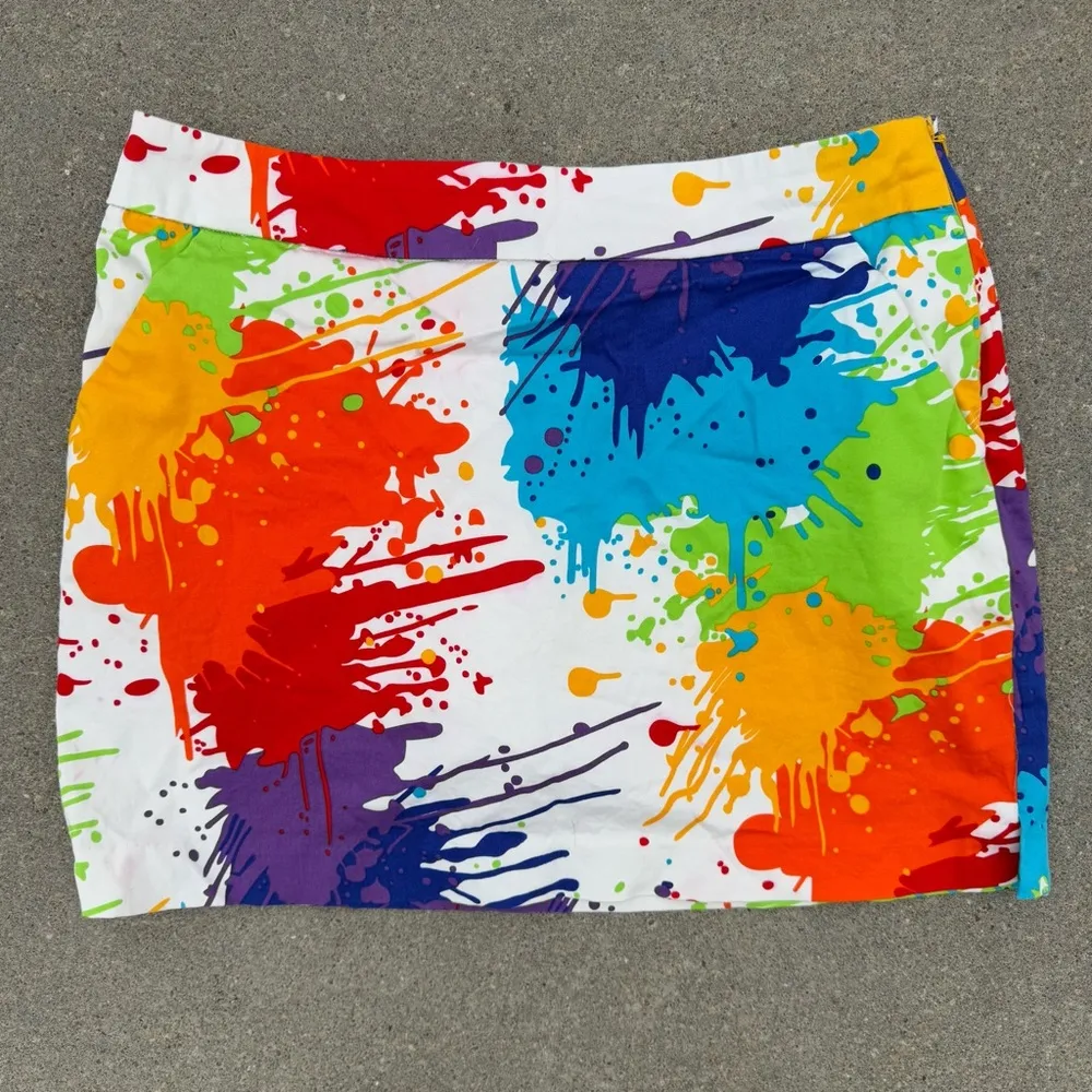 Loud Mouth Ladies Drop Cloth Paint Splatter Skort Skirt US8 Red Size 8 - Image 2