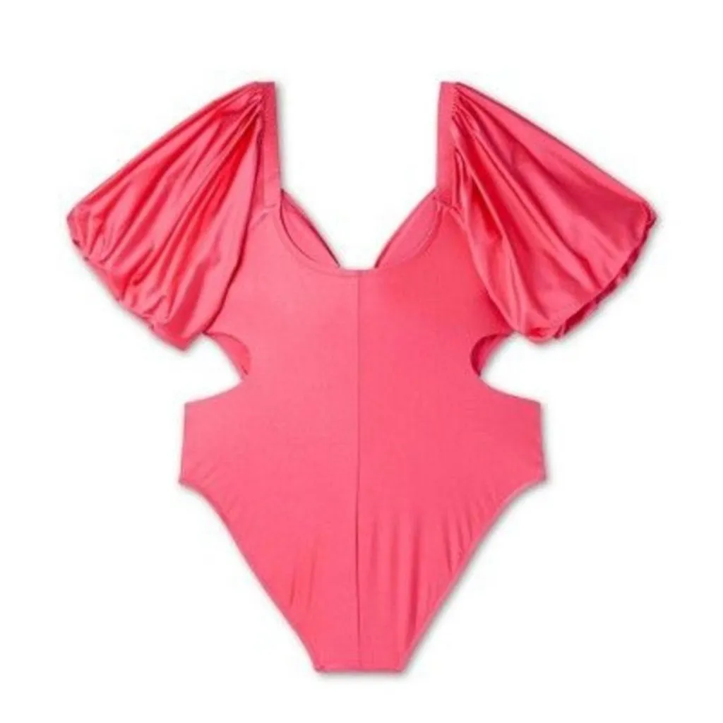 FE NOEL Pink Puff Sleeve One Piece Bathing Swimsuit Size 3X NEW NWOT - Image 5