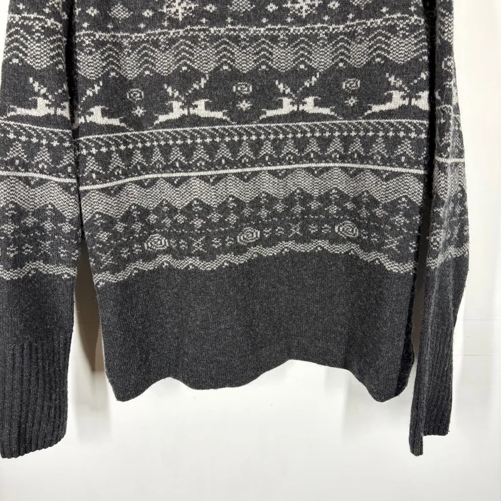 Ibex Wool Cashmere Blend Reindeer Cardigan Size Large Gray - Image 8