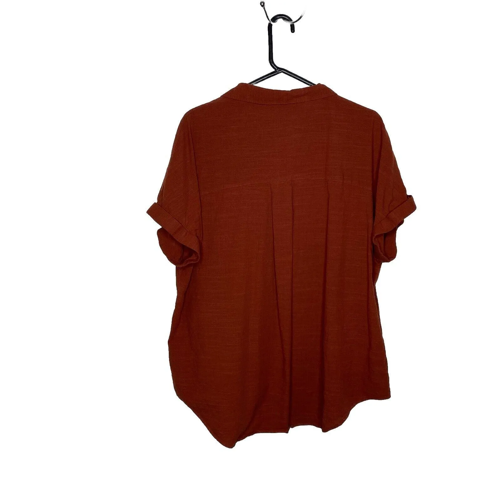 Apraw Burnt Orange Short Sleeve Button Up Summer Casual Plus Size XXL Womens - Image 3