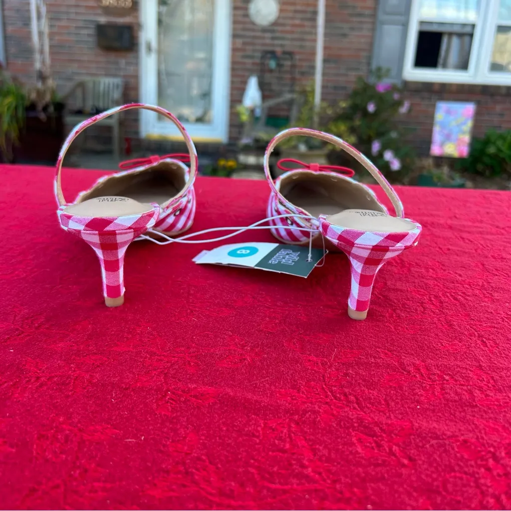 Nwt Wild Fable - Women's Lysandra Gingham Eyelet Kitten Heels - size 8 - Image 5