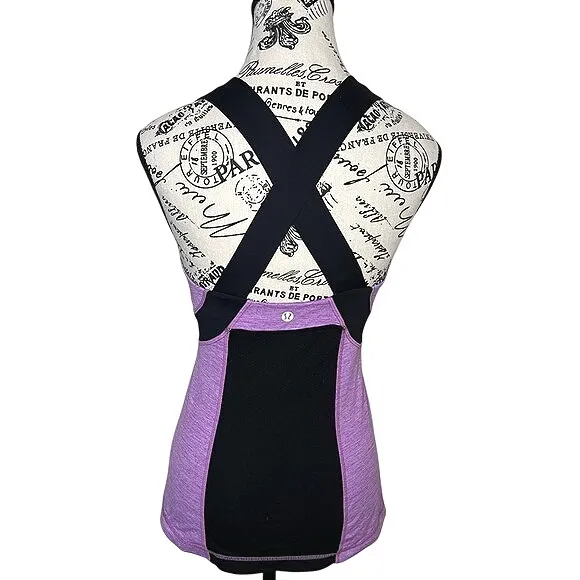 Lululemon Push Your Limits Tank Heathered Ultra‎ Violet/Black Size 6 EUC - Image 5