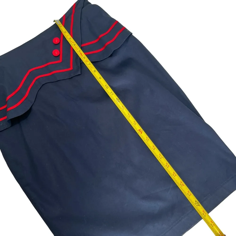 Kitten D'Amour Navy Blue Peplum Sailor Style Pencil Skirt Limited Edition Size 10 - Image 8