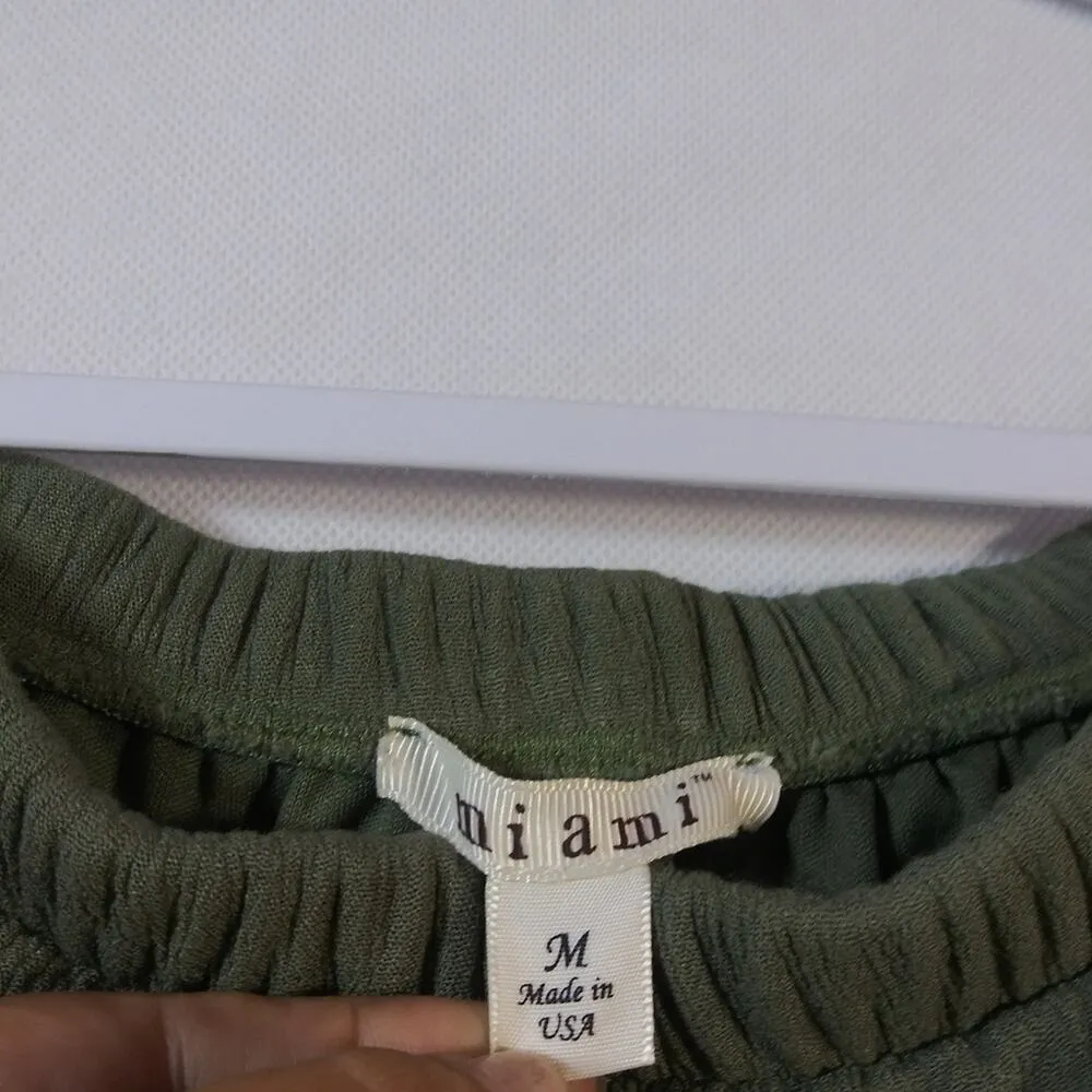 Francesca's Miami Festival Olive Green Off the Shoulder Tassel Dress Size M - Image 5