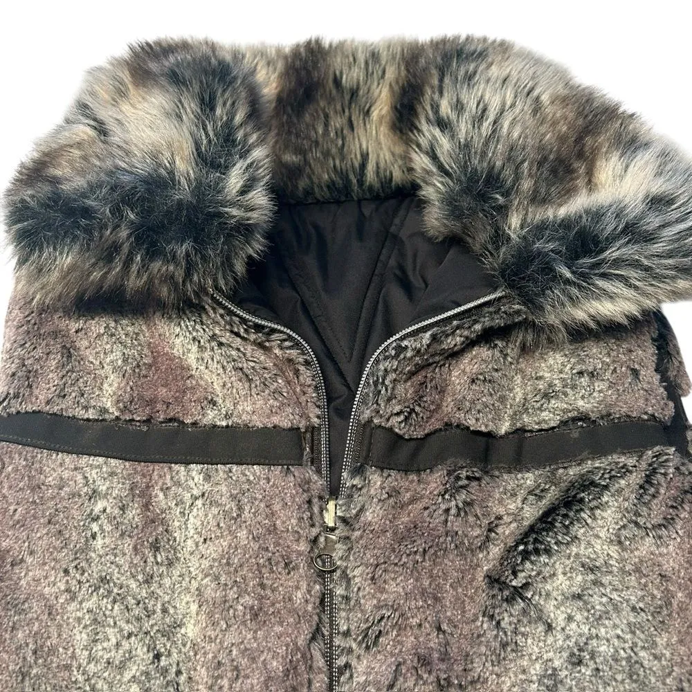 Dress Barn Women’s M Faux Fur Reversible Puffer Vest Brown Black Trendy Mob Wife - Image 7
