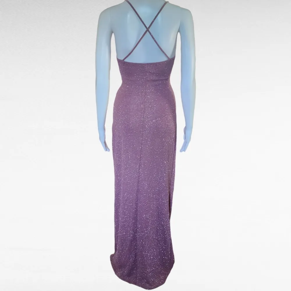 Windsor Stacia Mauve Glitter Crepe Formal Evening Dress Size Medium - Image 6