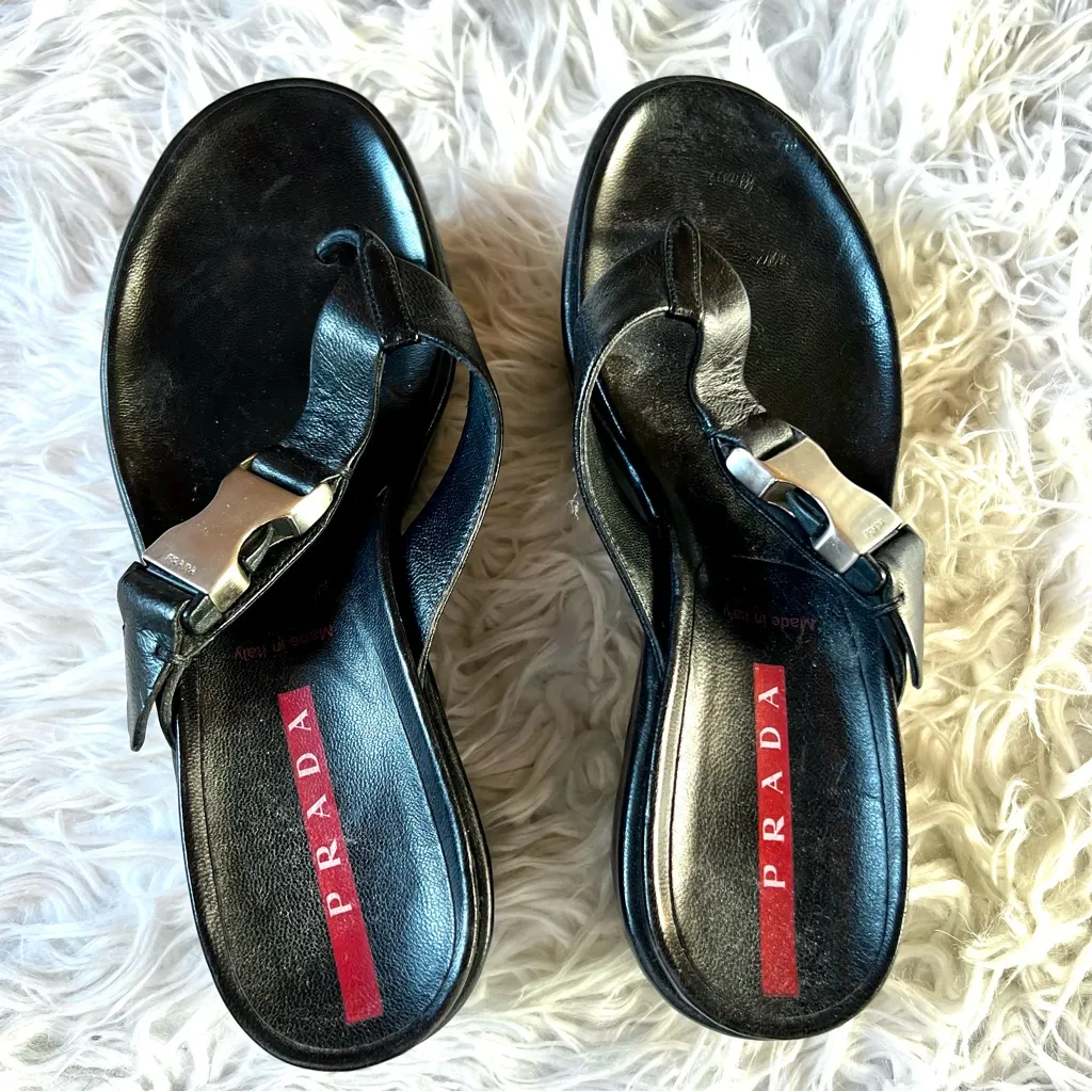 Prada sandals black size 37.5 - Image 5