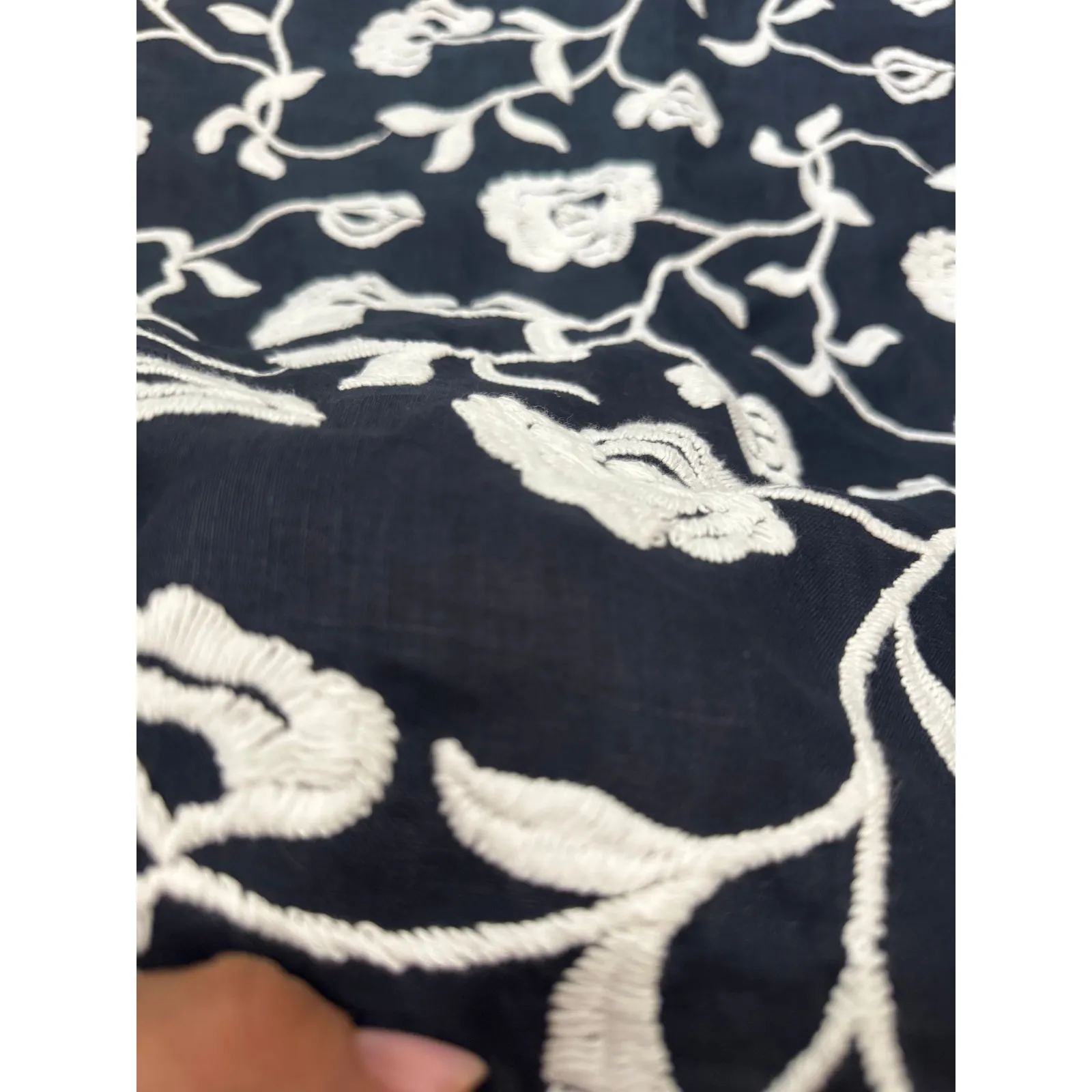 Silvia Tcherassi Lea Blue Embroidered Linen Cotton Midi Dress Twist Neckline S - Image 15