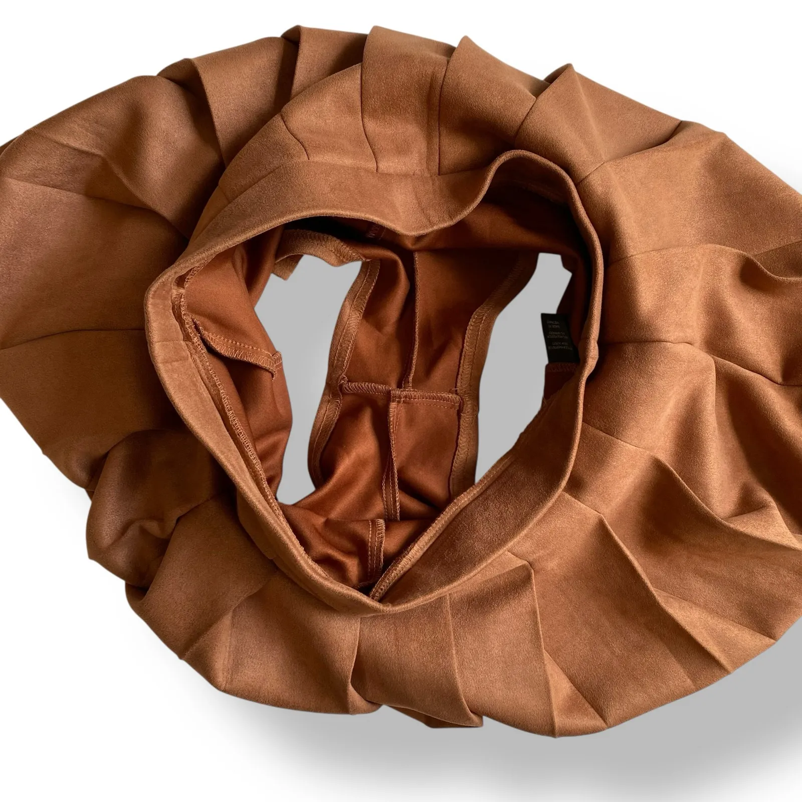 Haute Monde‎ Faux Suede Pleated Mini Skirt Size L Brown Rust Schoolgirl Y2K Fall - Image 8