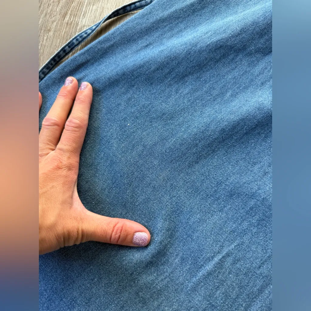 VTG BASIC EDITIONS Embroidered Denim Sleeveless Dress Maxi Blue Floral Size S - Image 11