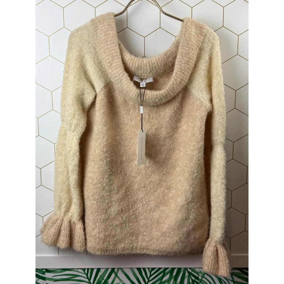 Something Navy Beige Ombré Poplin Collared Sweater - Size - Small - Image 2