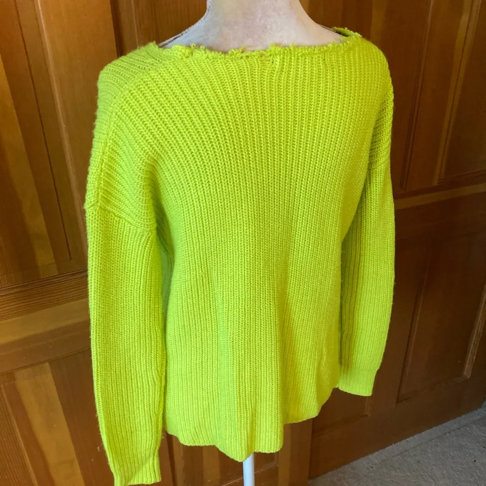 Women’s Lime Green Distressed Sweater - Image 7